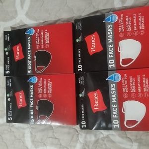 30 Hanes cotton face masks (20 adult sized and 10 kid's sized)